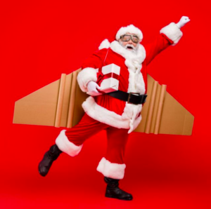 Père Noel sur fond rouge